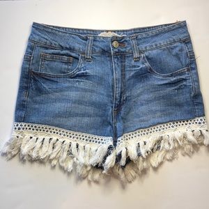 altar’d state Jean Shorts with Fringe